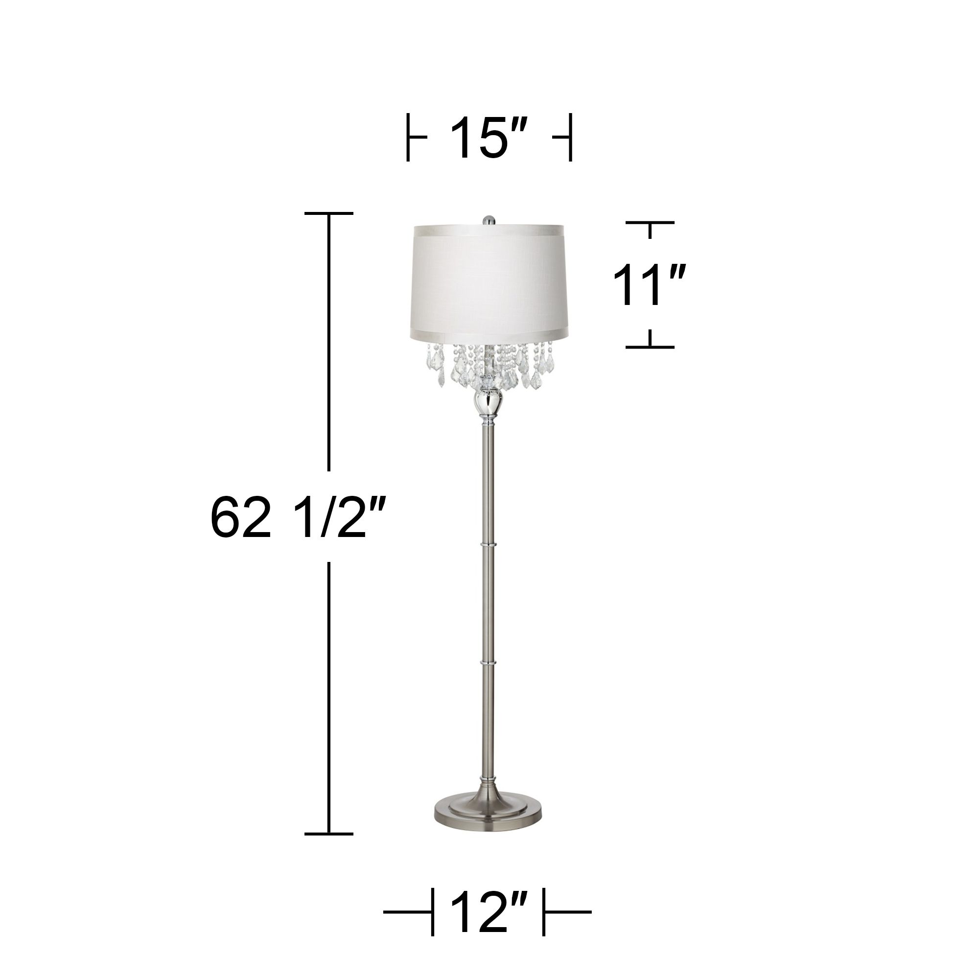 Image 3 Possini Euro 62 1/2" Crystals Off-White Shade Satin Steel Floor Lamp more views