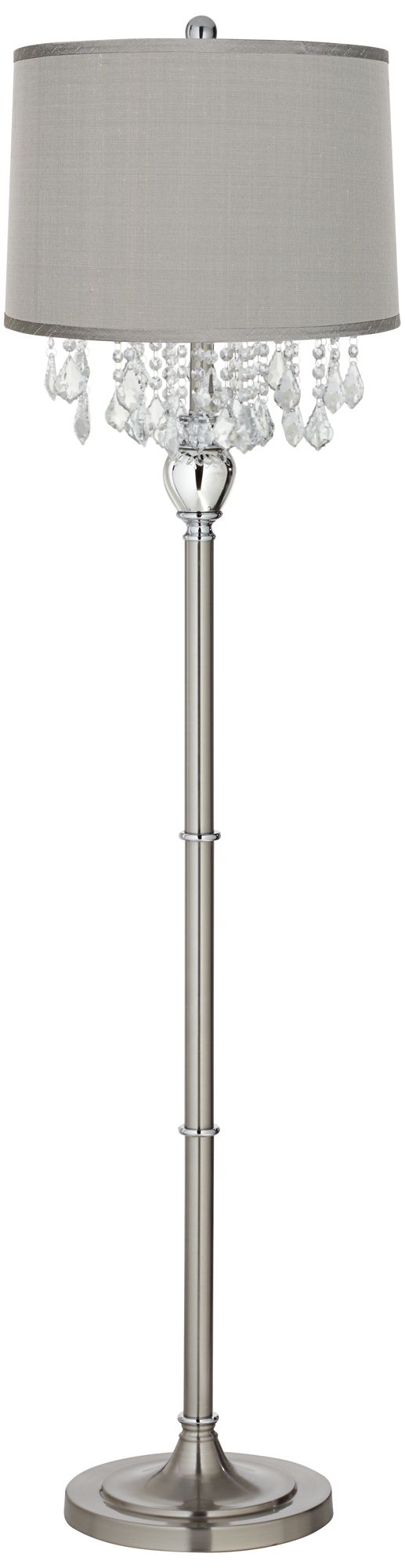 Possini Euro 62 1/2" Crystals Platinum Gray Brushed Nickel Floor Lamp