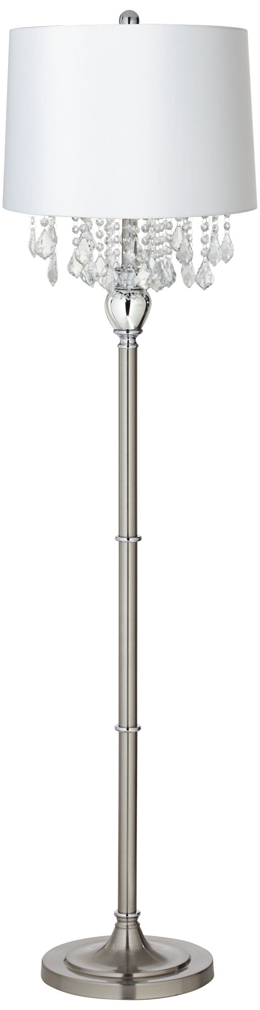 Possini Euro 62 1/2" Crystals White Shade Brushed Nickel Floor Lamp
