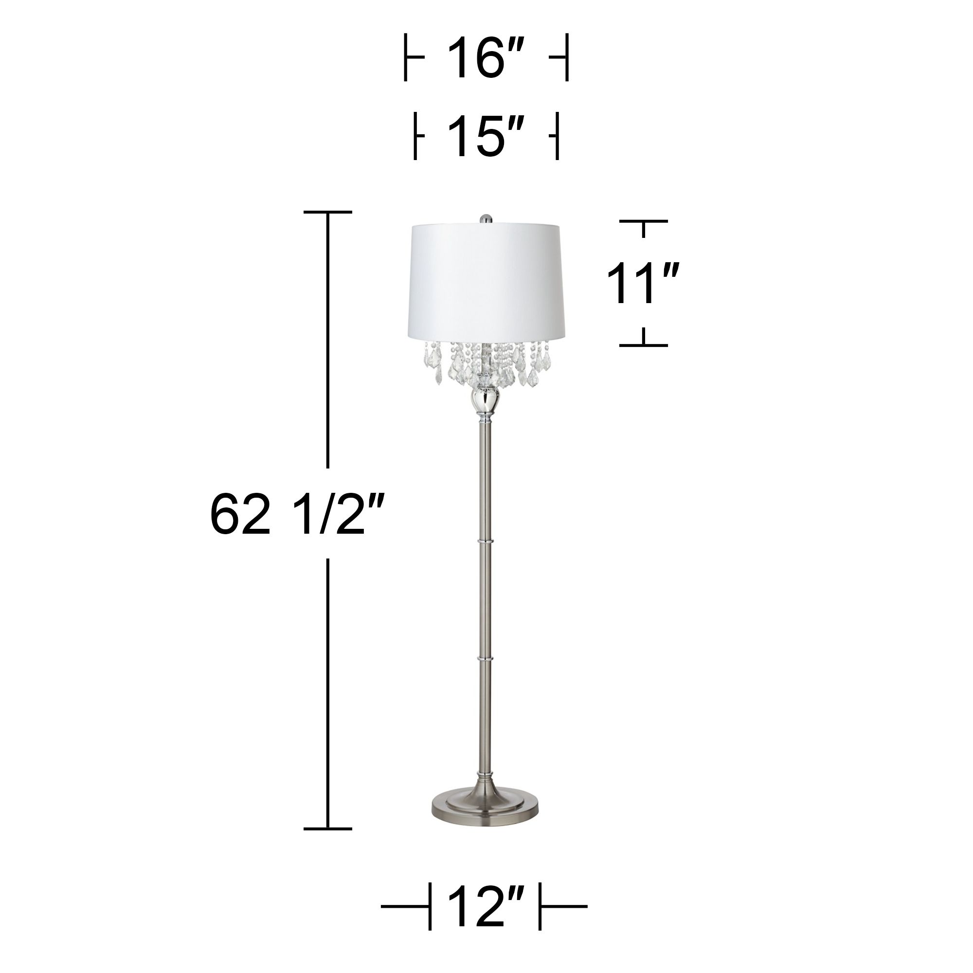 Image 3 Possini Euro 62 1/2" Crystals White Shade Brushed Nickel Floor Lamp more views
