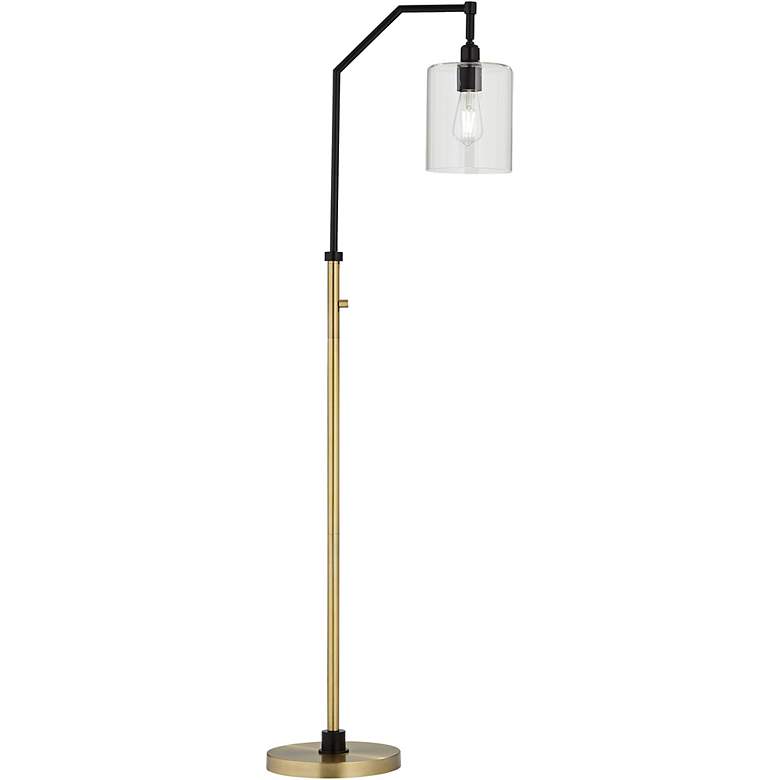 Image 2 Possini Euro 62 1/2" High Downbridge Black and Brass Arc Floor Lamp