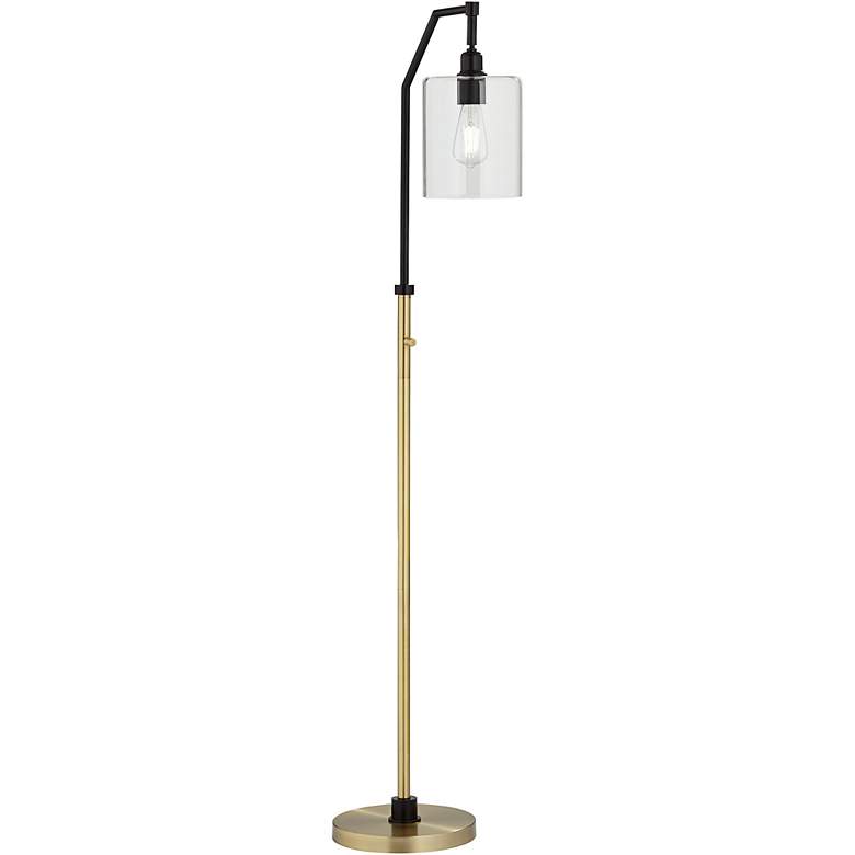 Image 7 Possini Euro 62 1/2" High Downbridge Black and Brass Arc Floor Lamp more views