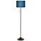 Possini Euro 62" Blue Faux Silk Shade Bronze Club Floor Lamp