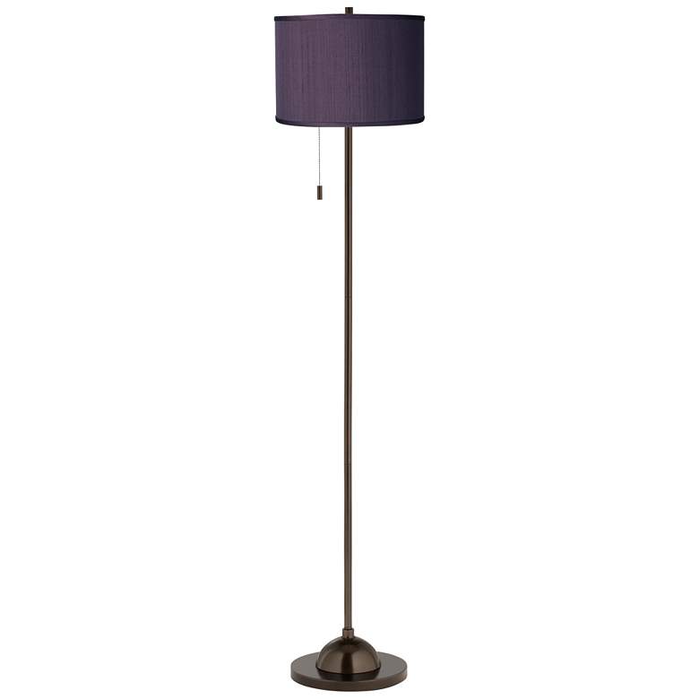 Image 2 Possini Euro 62" Eggplant Purple Faux Silk Bronze Club Floor Lamp