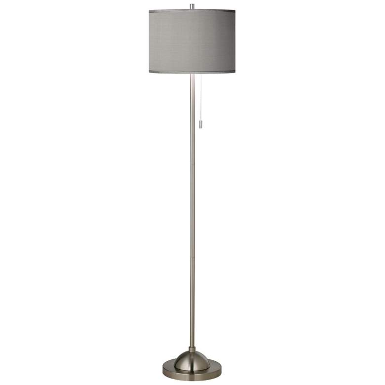 Image 2 Possini Euro 62" Gray and Brushed Nickel Pull Chain Floor Lamp