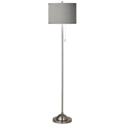 Possini Euro 62&quot; Gray and Brushed Nickel Pull Chain Floor Lamp
