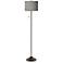 Possini Euro 62" High Gray Faux Silk Bronze Club Floor Lamp