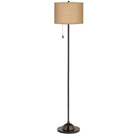 Image2 of Possini Euro 62" High Woven Burlap Modern Bronze Club Floor Lamp