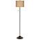 Possini Euro 62" High Woven Burlap Modern Bronze Club Floor Lamp