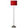 Possini Euro 62" Red Shade Brushed Nickel Pull Chain Floor Lamp
