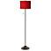 Possini Euro 62" Red Textured Faux Silk Bronze Club Floor Lamp