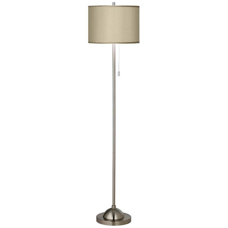 Image 2 Possini Euro 62 inch Sesame Shade Brushed Nickel Pull Chain Floor Lamp