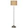 Possini Euro 62" Woven Burlap Brushed Nickel Pull Chain Floor Lamp