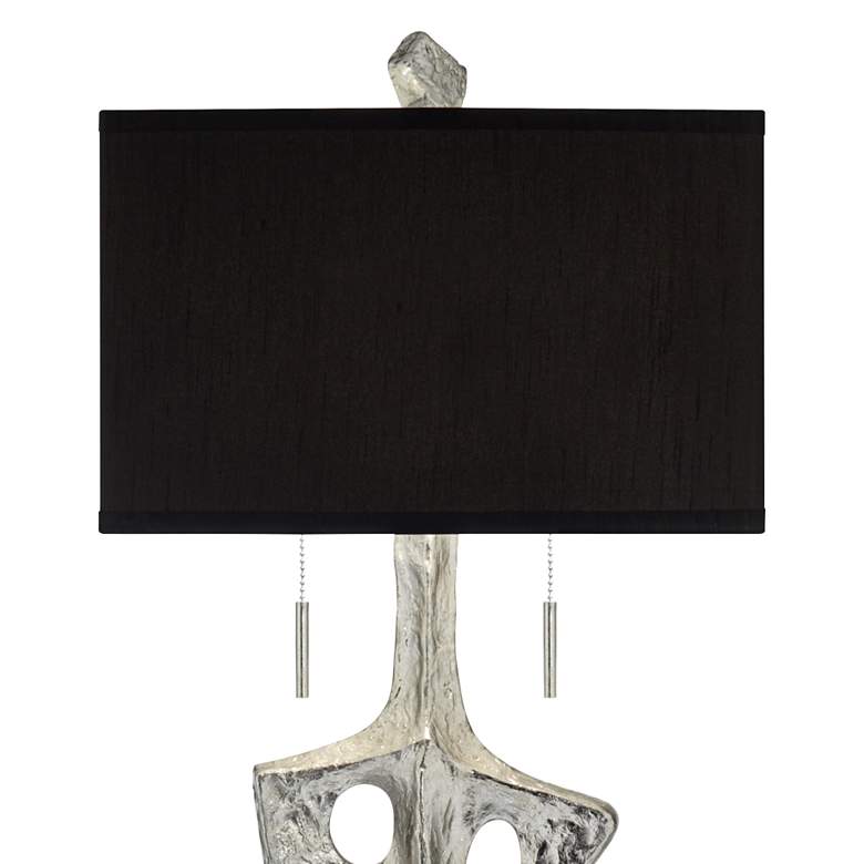 Image 4 Possini Euro 66 3/4" Textured Silver Sculpture Marble Base Floor Lamp more views