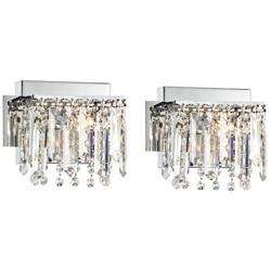 Possini Euro 7 3/4&quot; Wide Chrome and Crystal Wall Sconce Set of 2