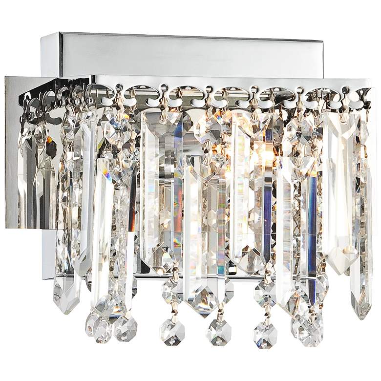 Image 3 Possini Euro 7 3/4 inch Wide Chrome and Hanging Crystal Wall Sconce