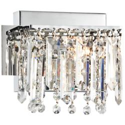 Possini Euro 7 3/4&quot; Wide Chrome and Hanging Crystal Wall Sconce