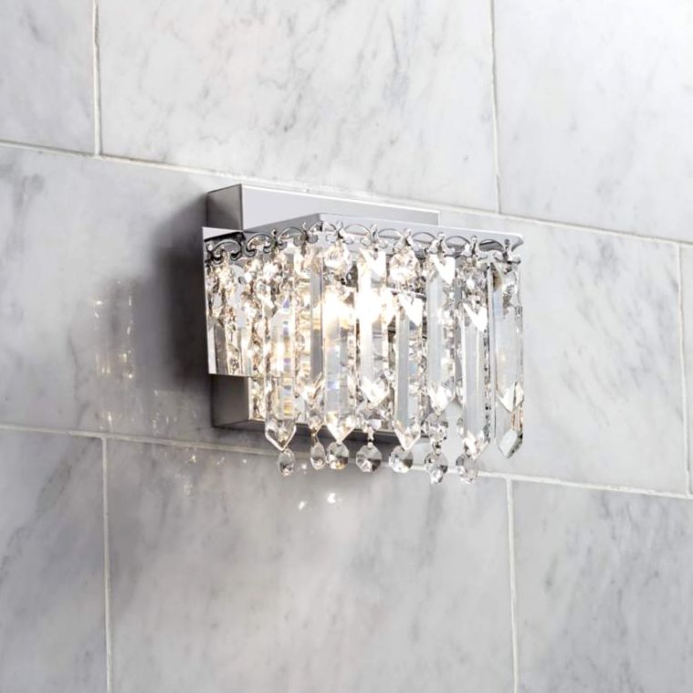 chrome and crystal sconce