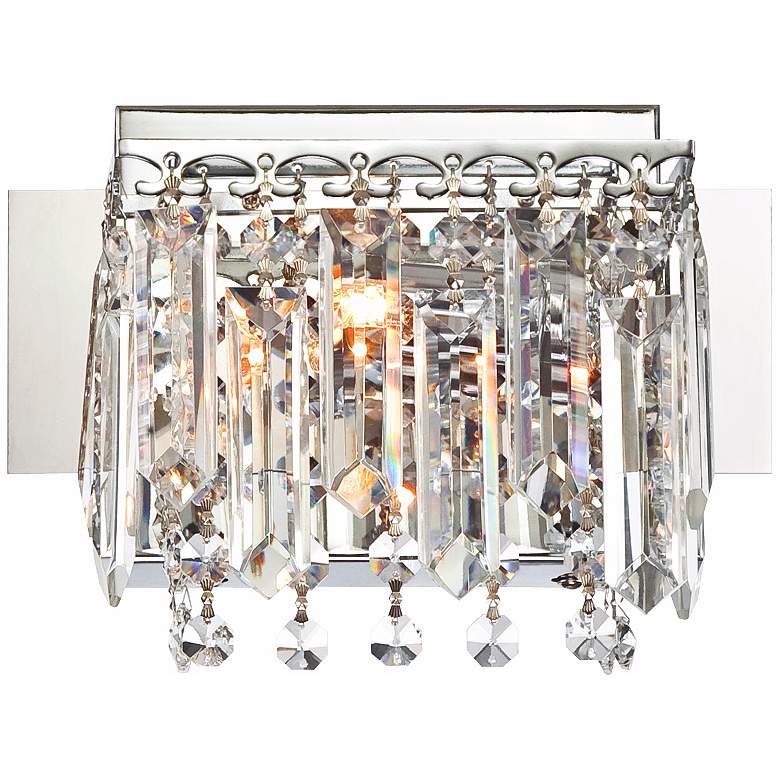 Image 5 Possini Euro 7 3/4 inch Wide Chrome and Hanging Crystal Wall Sconce more views