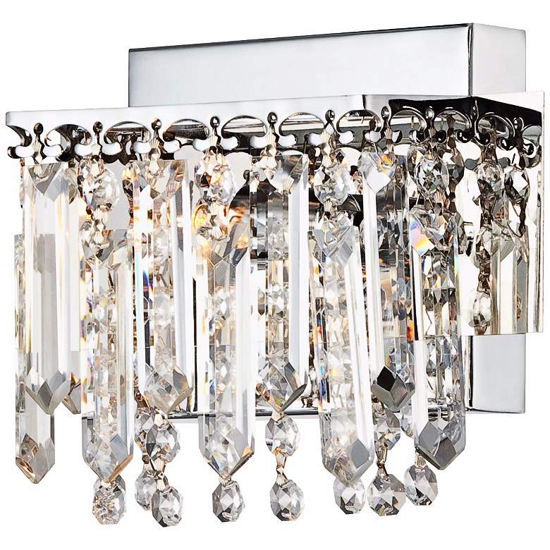 Image 6 Possini Euro 7 3/4 inch Wide Chrome and Hanging Crystal Wall Sconce more views