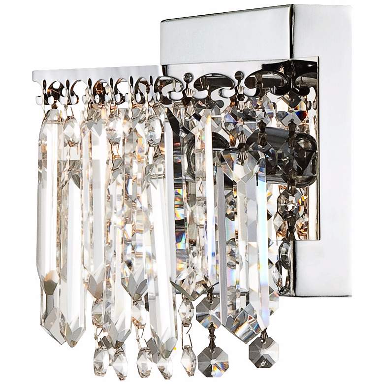 Image 7 Possini Euro 7 3/4 inch Wide Chrome and Hanging Crystal Wall Sconce more views