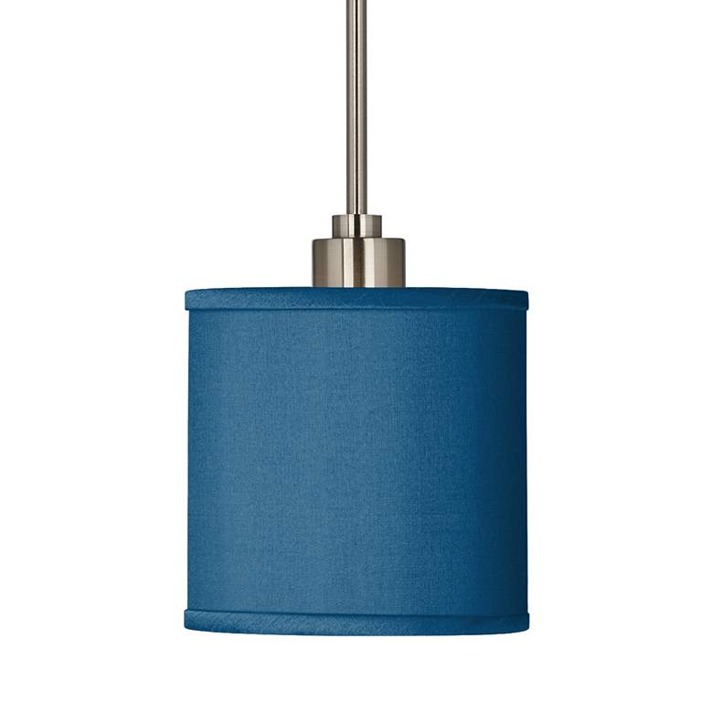 Image 3 Possini Euro 7 inch Wide Blue Faux Silk Shade Mini Pendant Light more views