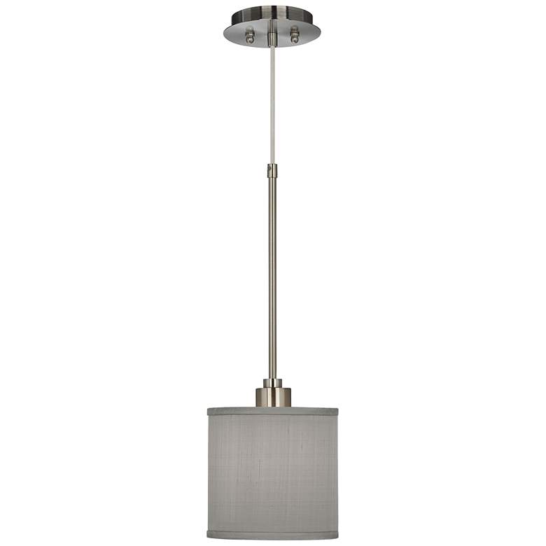 Image 2 Possini Euro 7" Wide Gray Textured Faux Silk Mini Pendant Light