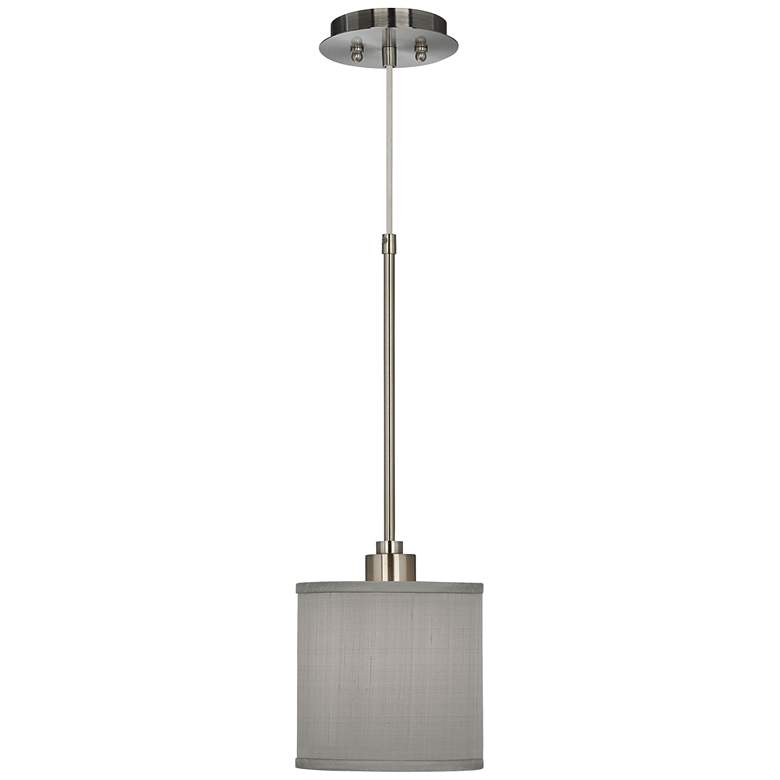 Image 2 Possini Euro 7 inch Wide Gray Textured Faux Silk Mini Pendant Light