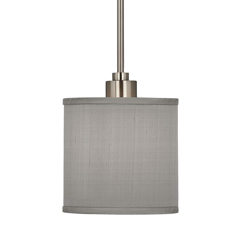 Image 3 Possini Euro 7 inch Wide Gray Textured Faux Silk Mini Pendant Light more views