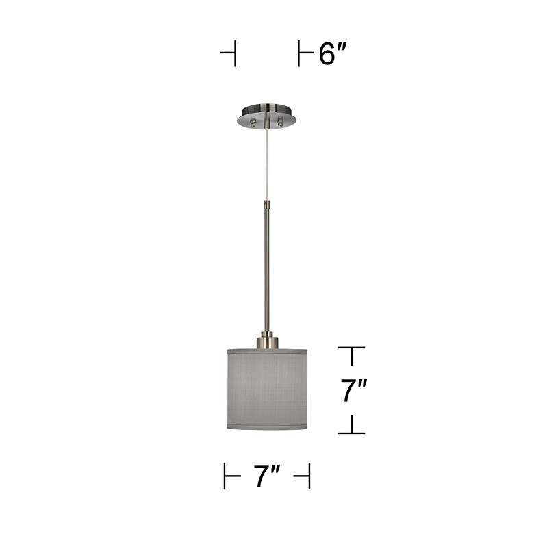 Image 5 Possini Euro 7" Wide Gray Textured Faux Silk Mini Pendant Light more views