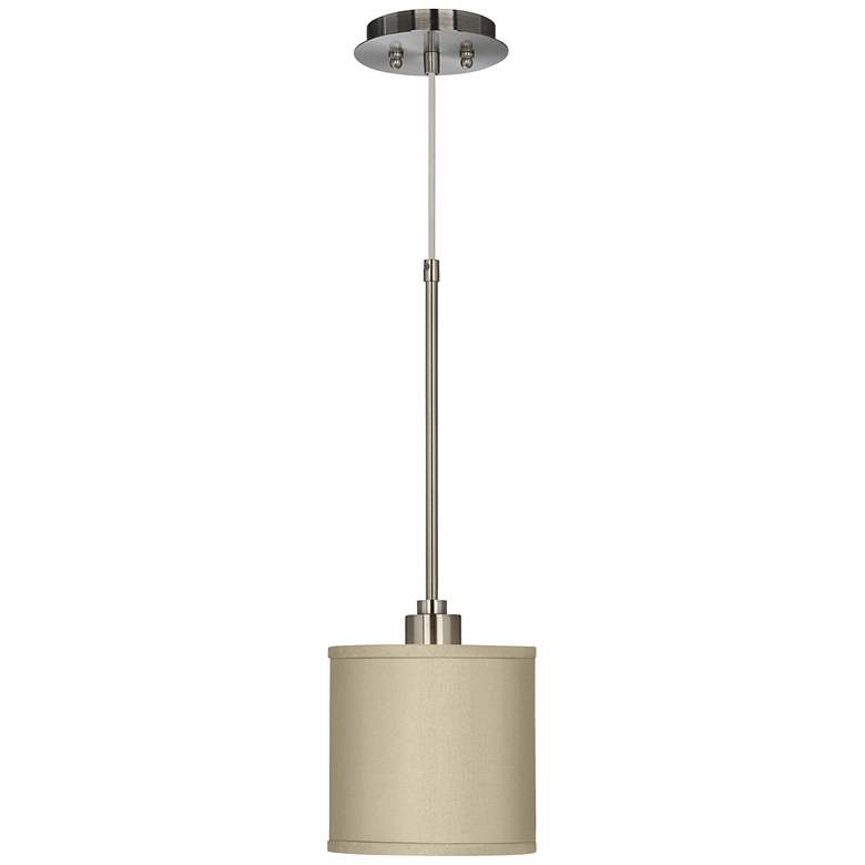 Image 2 Possini Euro 7 inch Wide Sesame Faux Silk Shade Modern Mini-Pendant Light