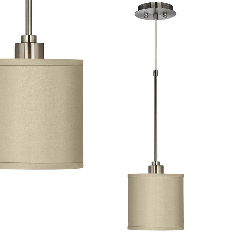 Image 1 Possini Euro 7" Wide Sesame Faux Silk Shade Modern Mini-Pendant Light