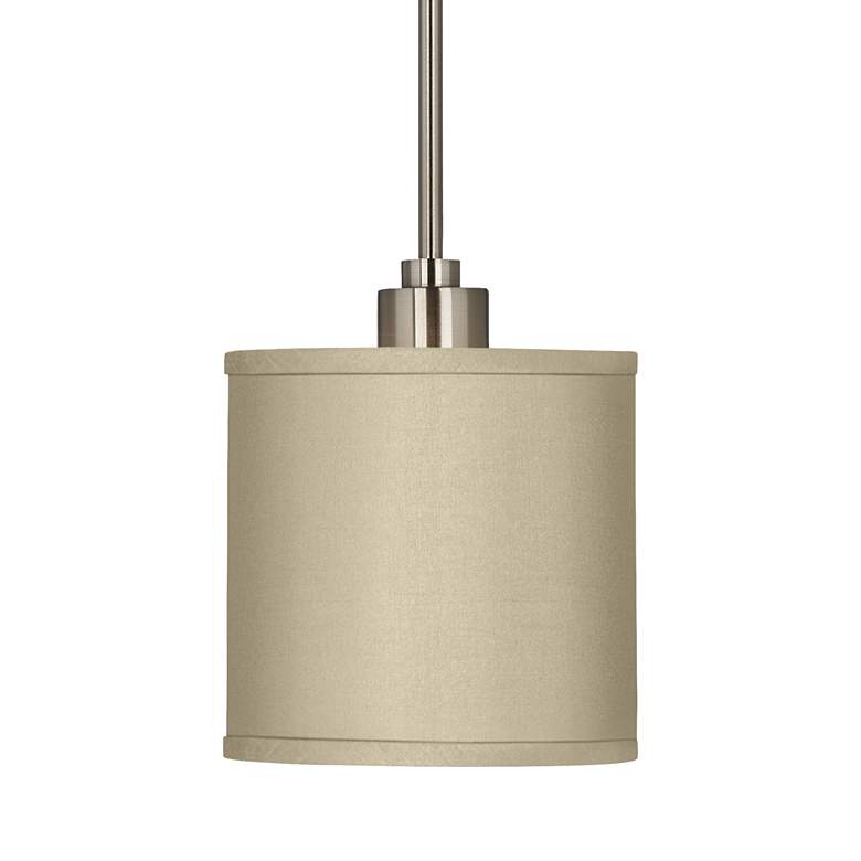 Image 3 Possini Euro 7" Wide Sesame Faux Silk Shade Modern Mini-Pendant Light more views