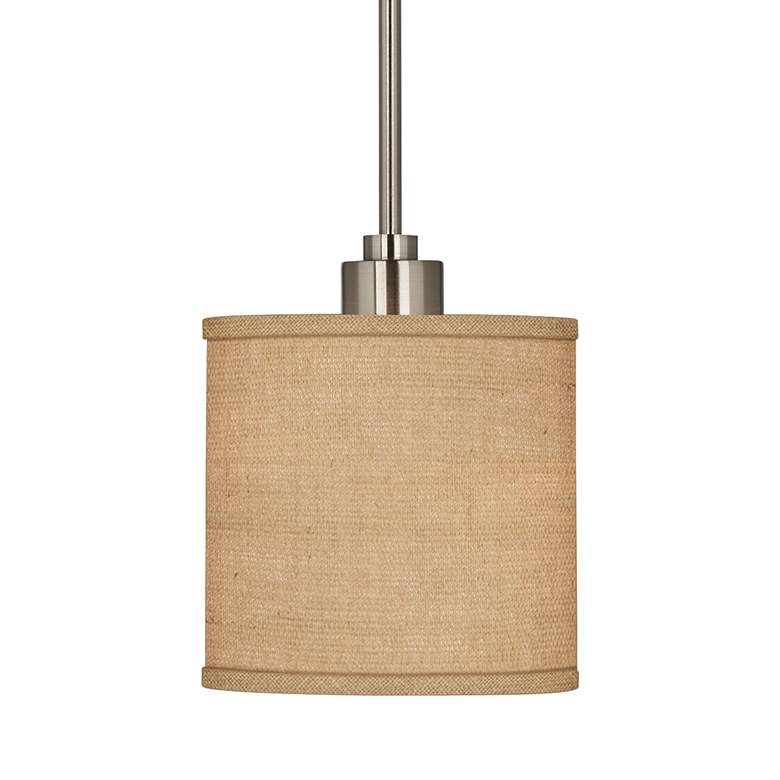 Image 3 Possini Euro 7" Wide Woven Burlap Drum Mini Pendant Light more views