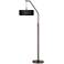 Possini Euro 71 1/2" Black Faux Silk and Bronze Modern Arc Floor Lamp