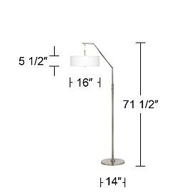 Image5 of Possini Euro 71 1/2" Pink Orchid Faux Silk Shade Modern Arc Floor Lamp more views