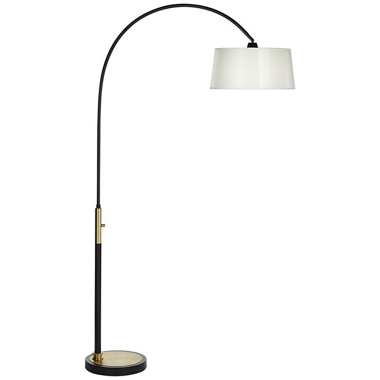 Image 2 Possini Euro 80" Organza Silk and Matte Black Modern Arc Floor Lamp