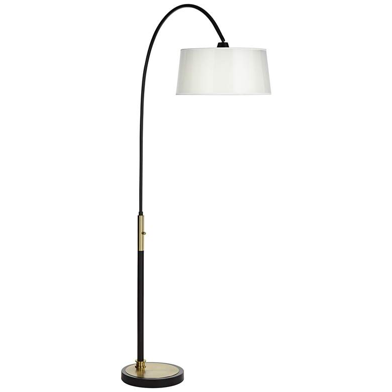 Image 7 Possini Euro 80" Organza Silk and Matte Black Modern Arc Floor Lamp more views