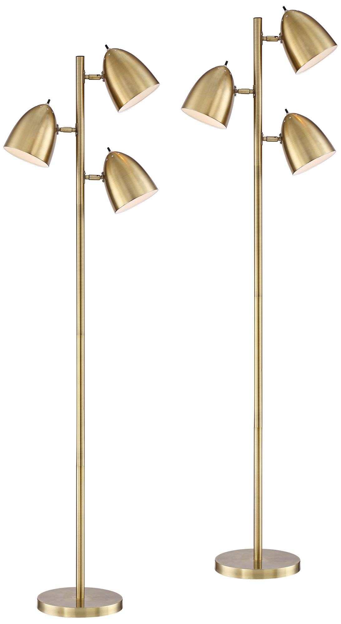 Image 2 Possini Euro Aaron 64" Brass 3-Light Modern Floor Lamps Set of 2