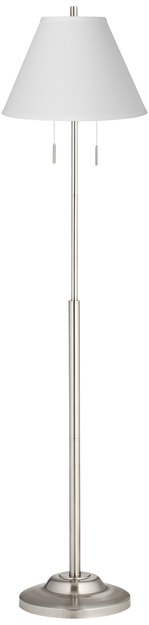 Possini Euro Abba 66" Antique White Linen Twin Pull Chain Floor Lamp