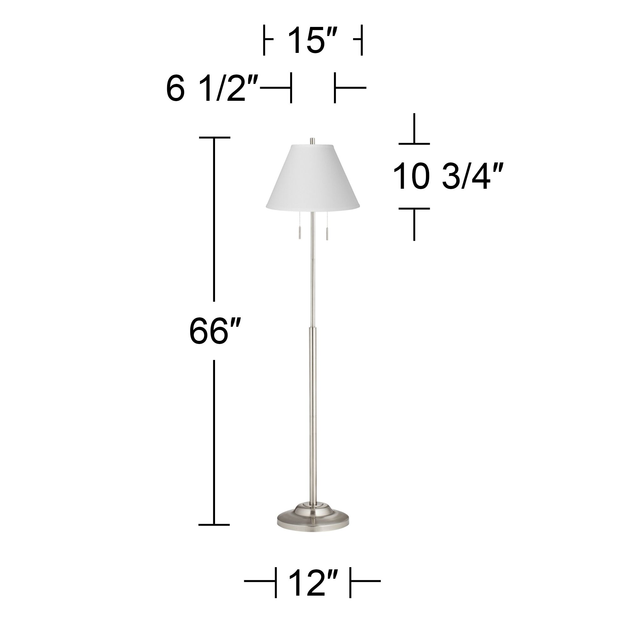 Image 4 Possini Euro Abba 66" Antique White Linen Twin Pull Chain Floor Lamp more views