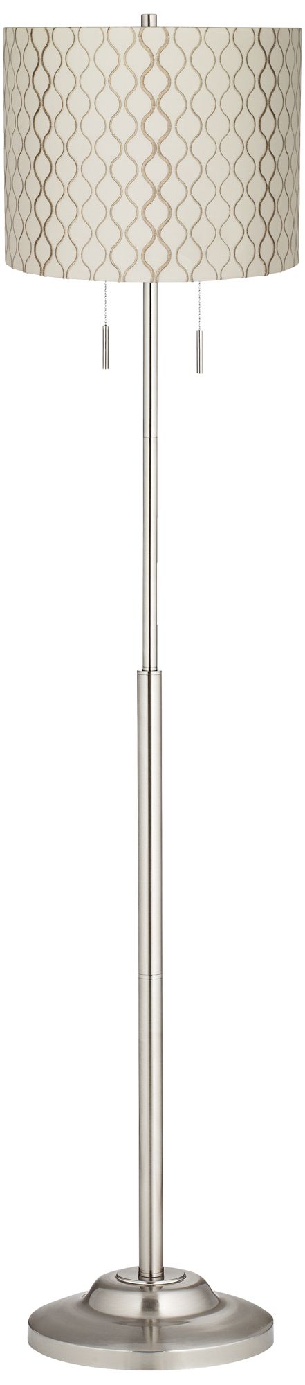 Possini Euro Abba 66" Embroidered Hourglass Shade Nickel Floor Lamp