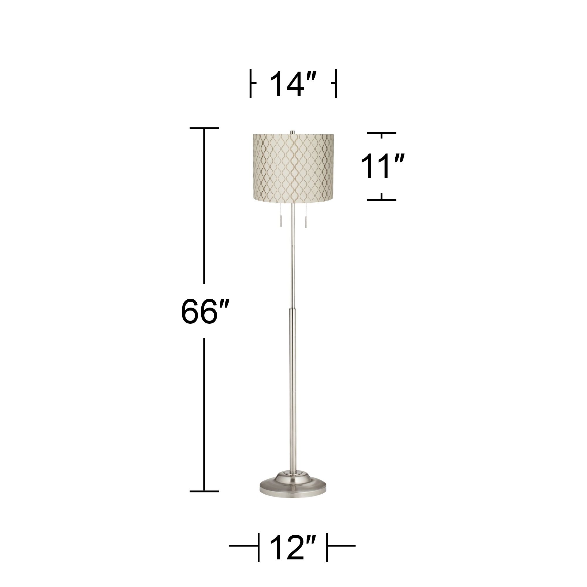 Image 3 Possini Euro Abba 66" Embroidered Hourglass Shade Nickel Floor Lamp more views