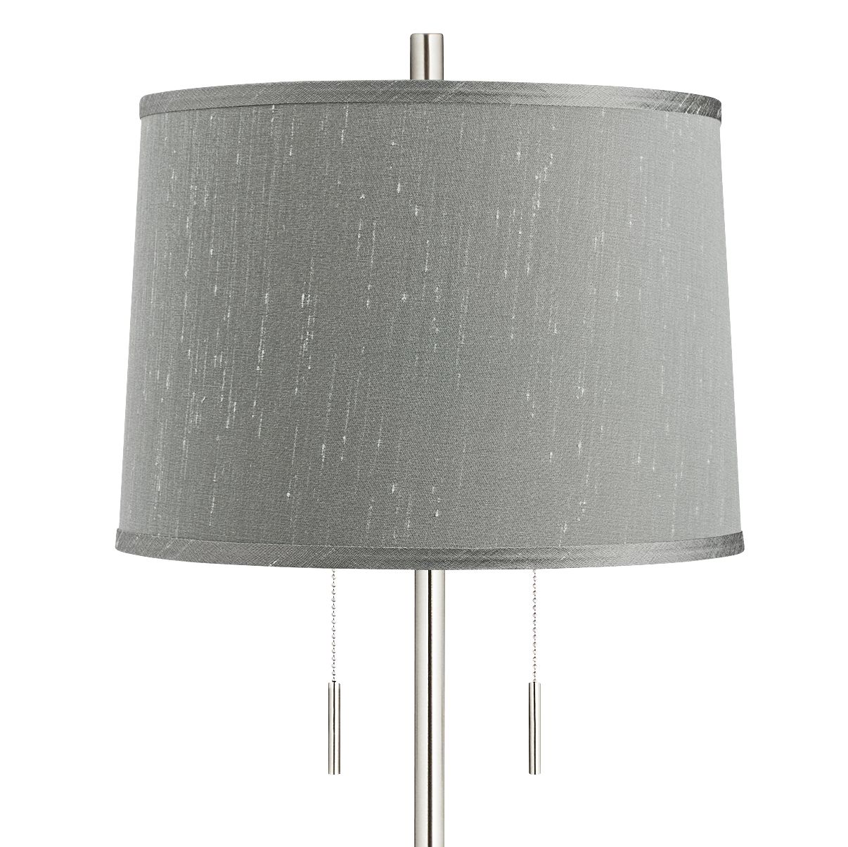 Image 2 Possini Euro Abba 66" Gray Silk and Nickel Pull Chain Floor Lamp more views