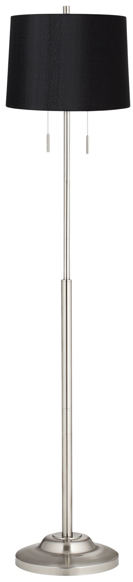 Possini Euro Abba 66" High Black Drum Twin Pull Chain Floor Lamp