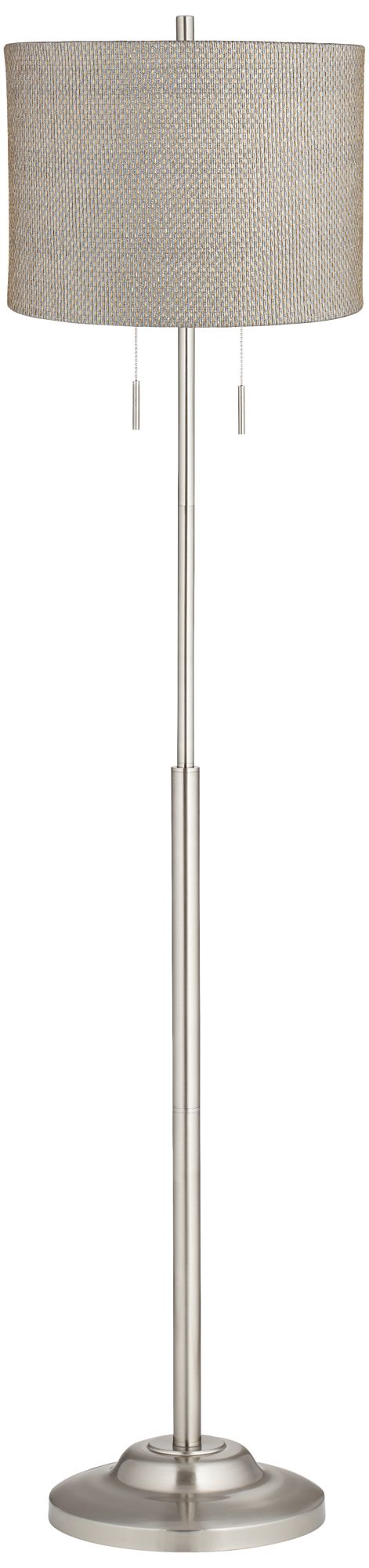 Possini Euro Abba 66" High Gray And Gold Twin Pull Chain Floor Lamp