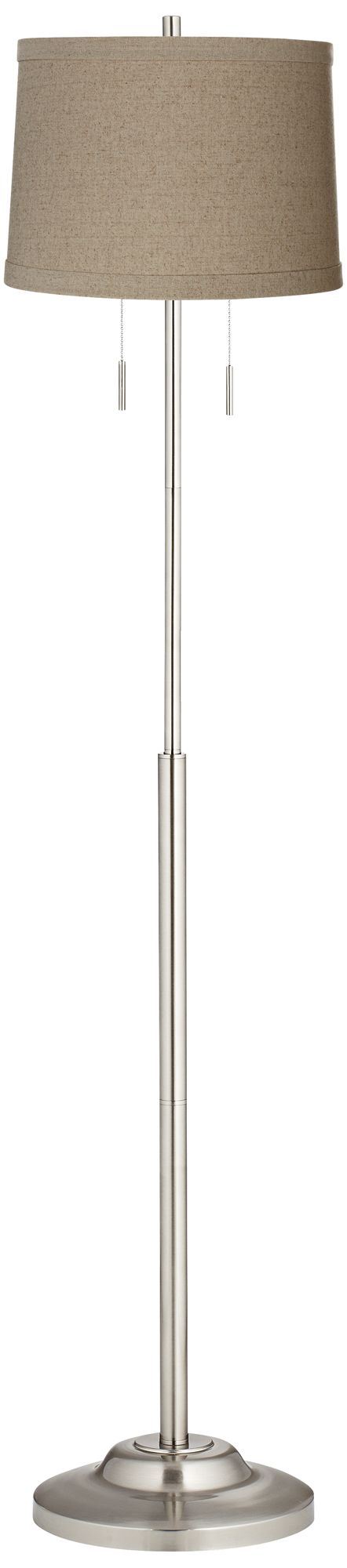 Possini Euro Abba 66" High Natural Linen Twin Pull Chain Floor Lamp