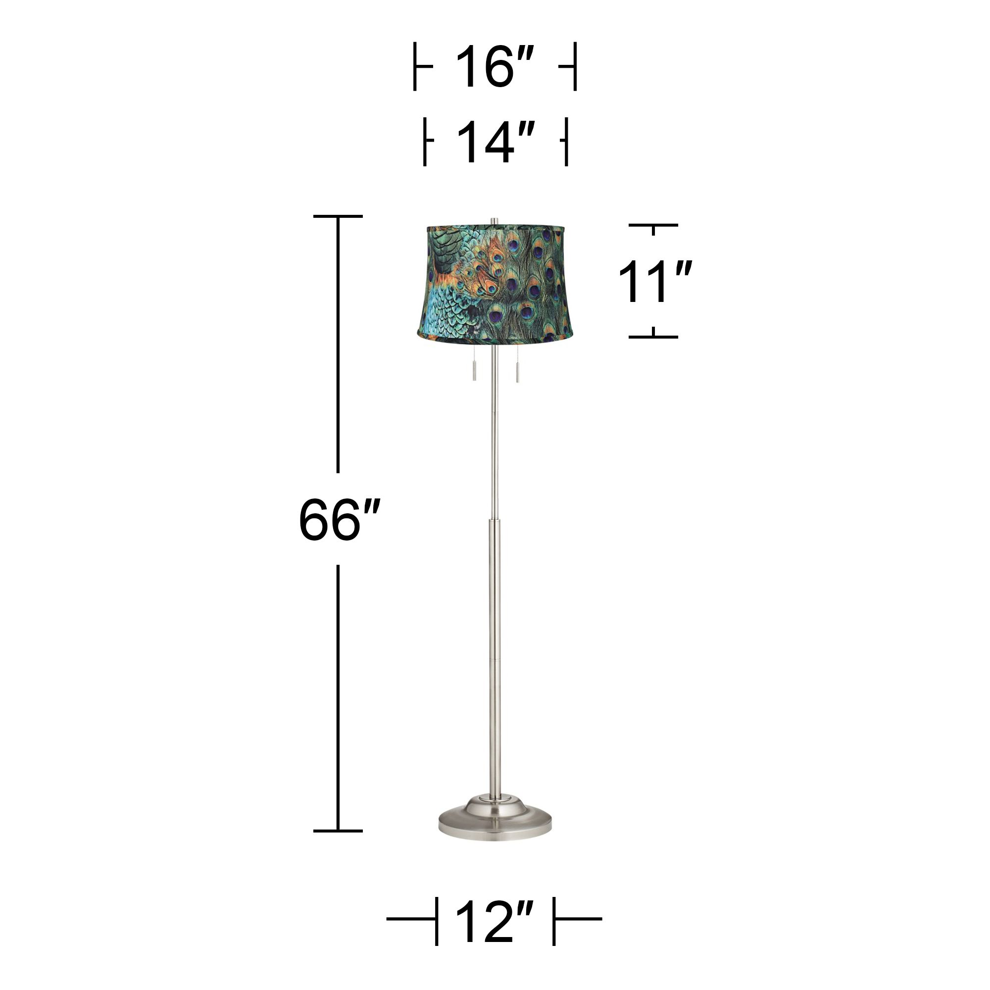 Image 3 Possini Euro Abba 66" High Peacock Print Twin Pull Chain Floor Lamp more views