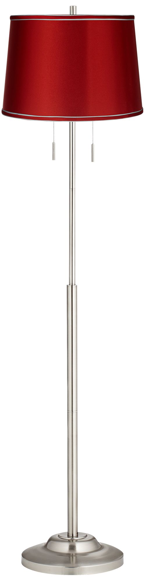 Possini Euro Abba 66" High Satin Red Twin Pull Chain Floor Lamp