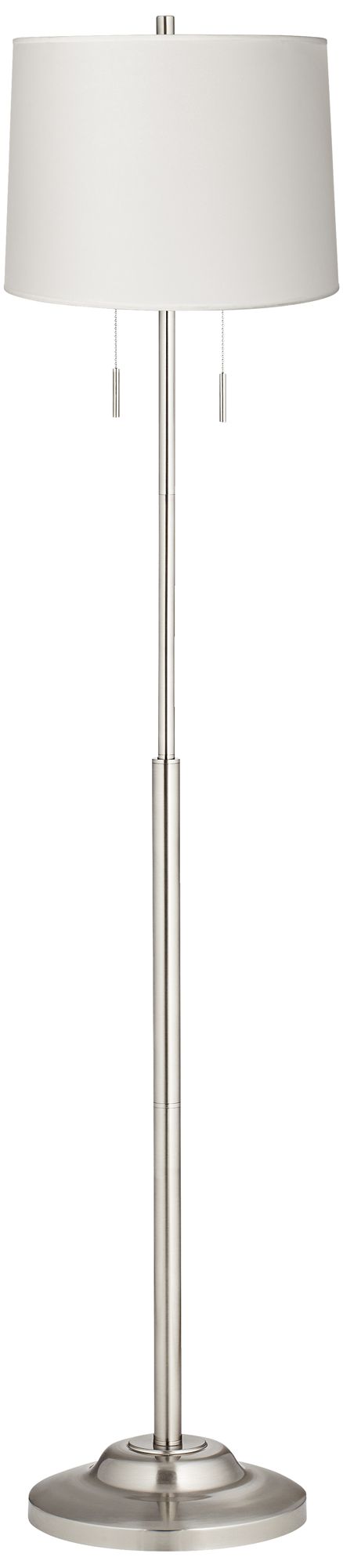 Possini Euro Abba 66" High White Drum Twin Light Pull Chain Floor Lamp